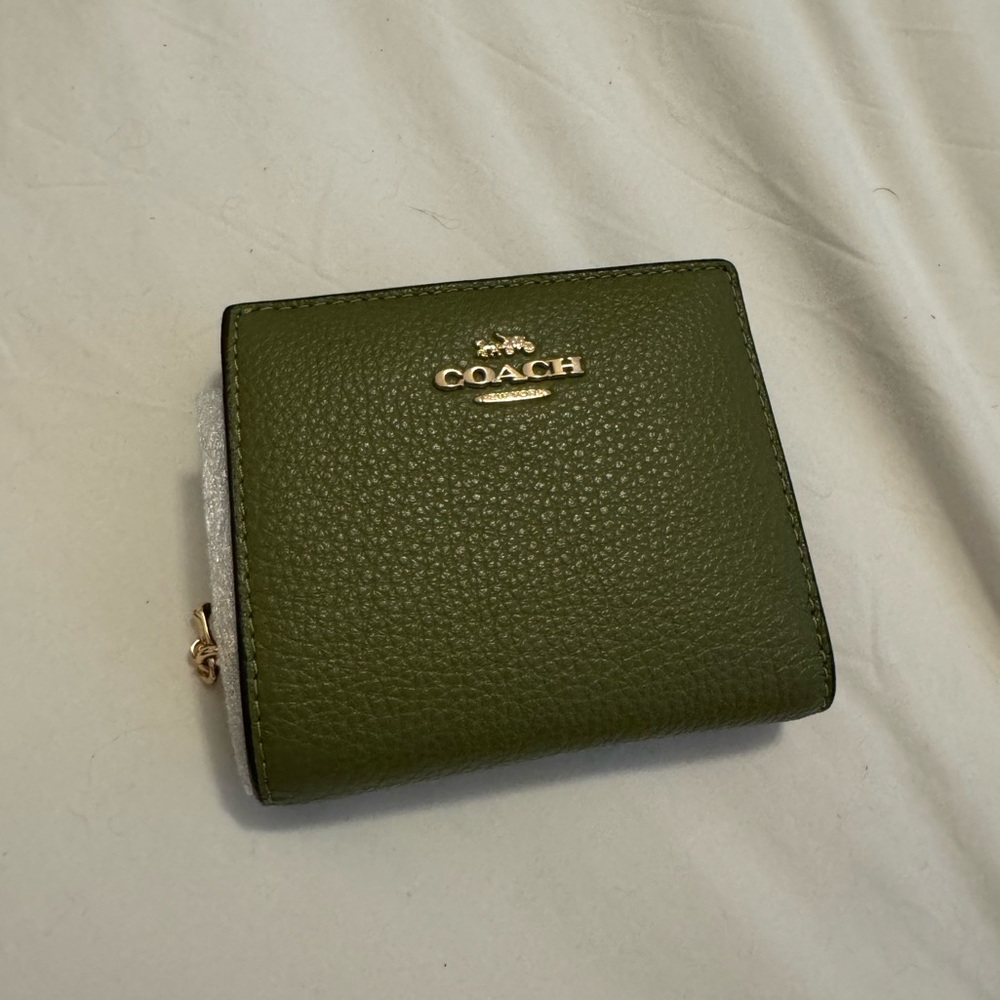 Coach green folding wallet with zipper pocket